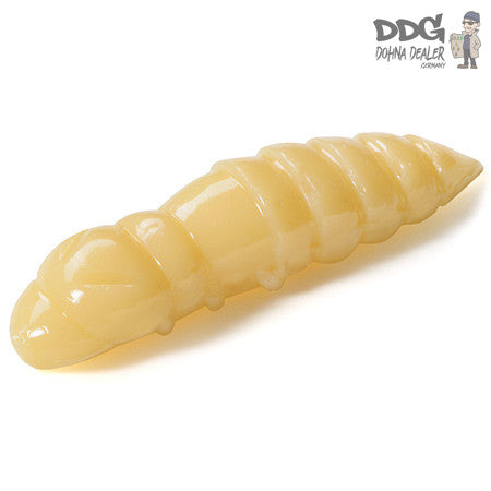 Einzelne gelbe Fischköder-Pupa im Detail
