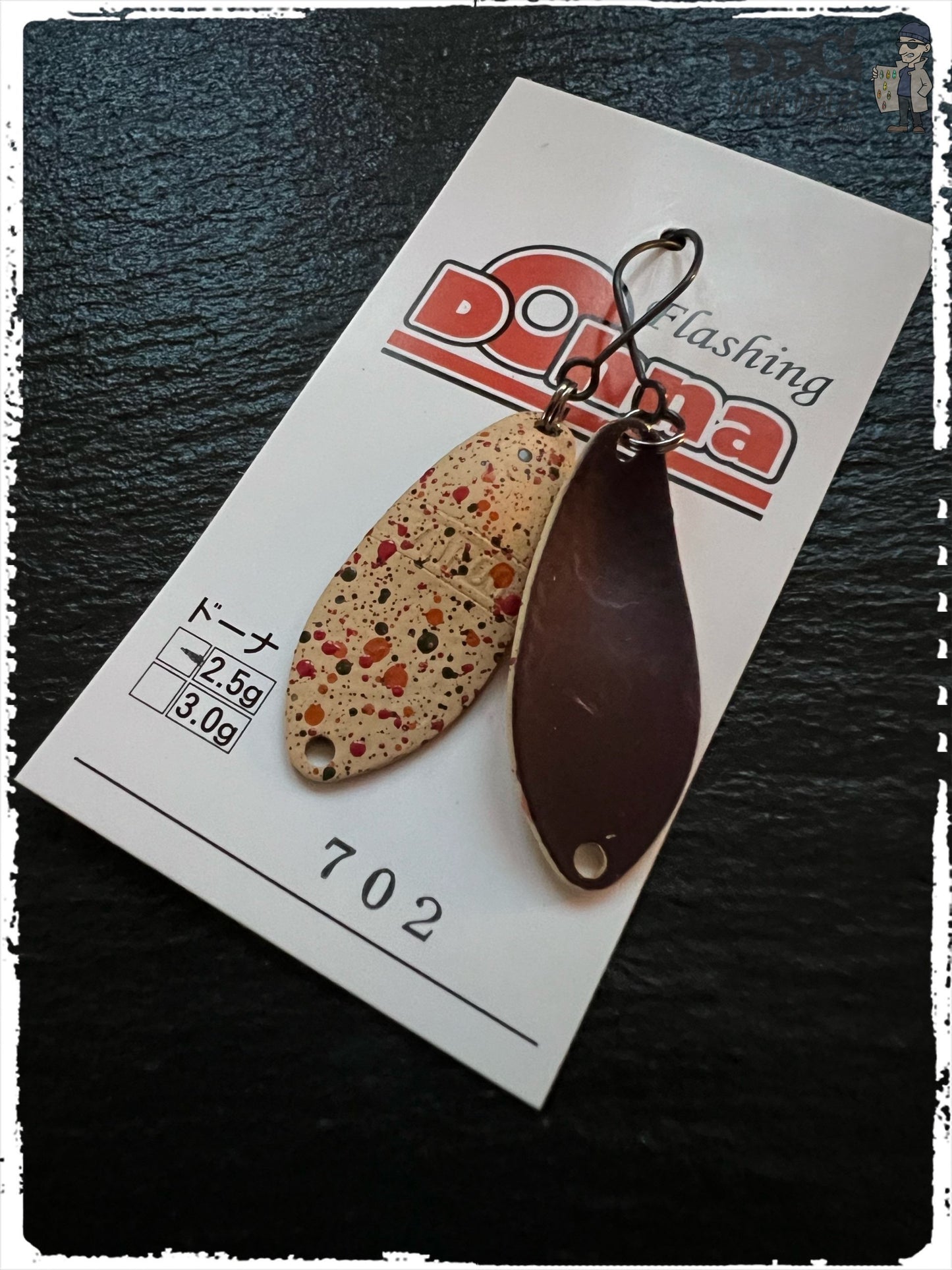 Angelköder Antem Dohna 702: Löffelblinker, ein gesprenkeltes Goldbraun und ein dunkler brauner.