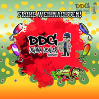 Adventskalender 2025 mit rotem Cartoon-Design, Schriftzug „FROHE WEIHNACHTEN!“
