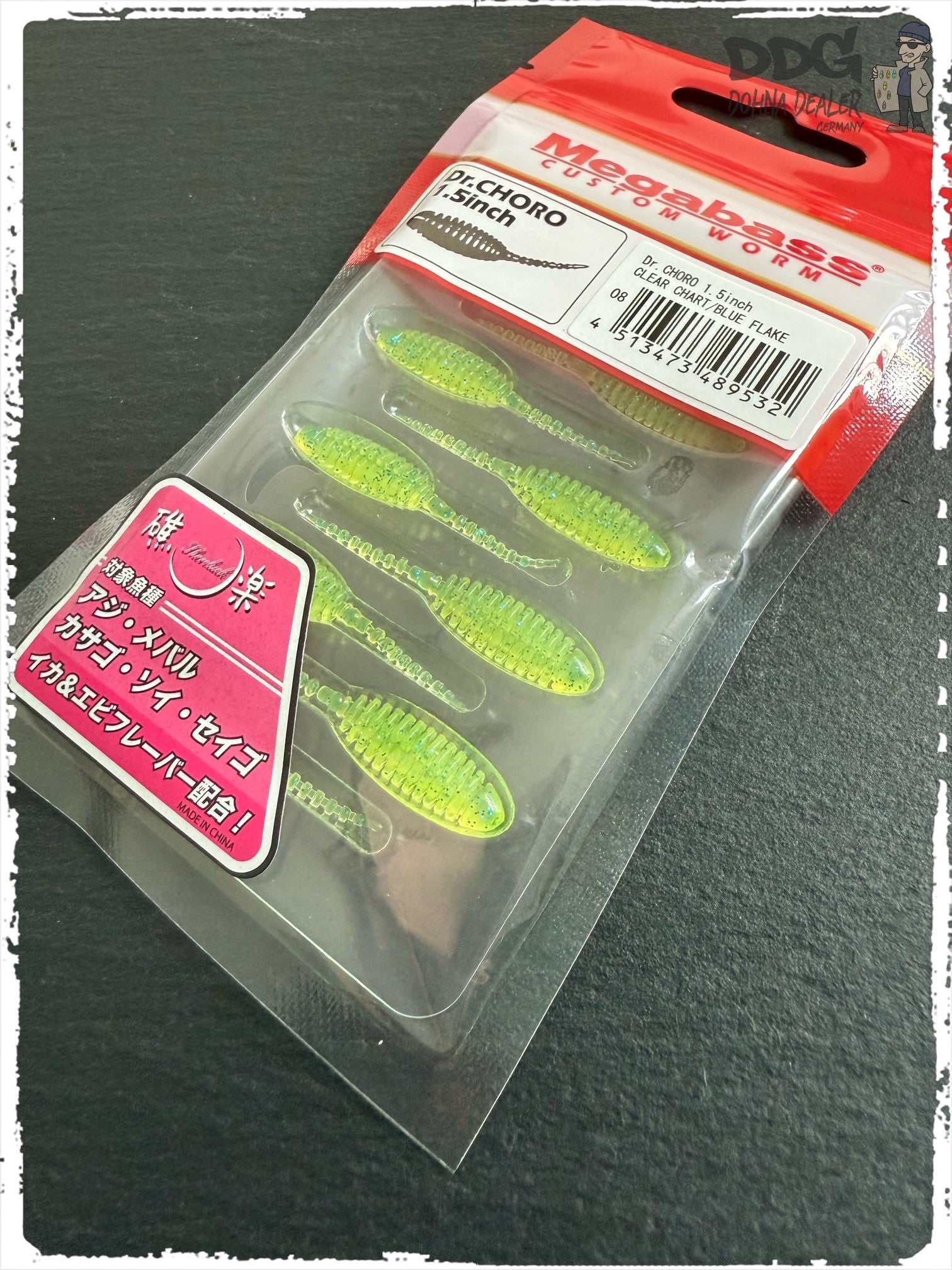 MegaBass – Dr. Choro #08 Clear Chartreuse : Blue Flake.jpeg